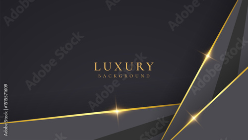 Abstract shape black and gold lines luxury background