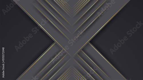 Abstract triangle shape black and gold lines luxury background