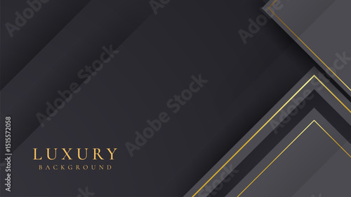 Abstract triangle shape black and gold lines luxury background