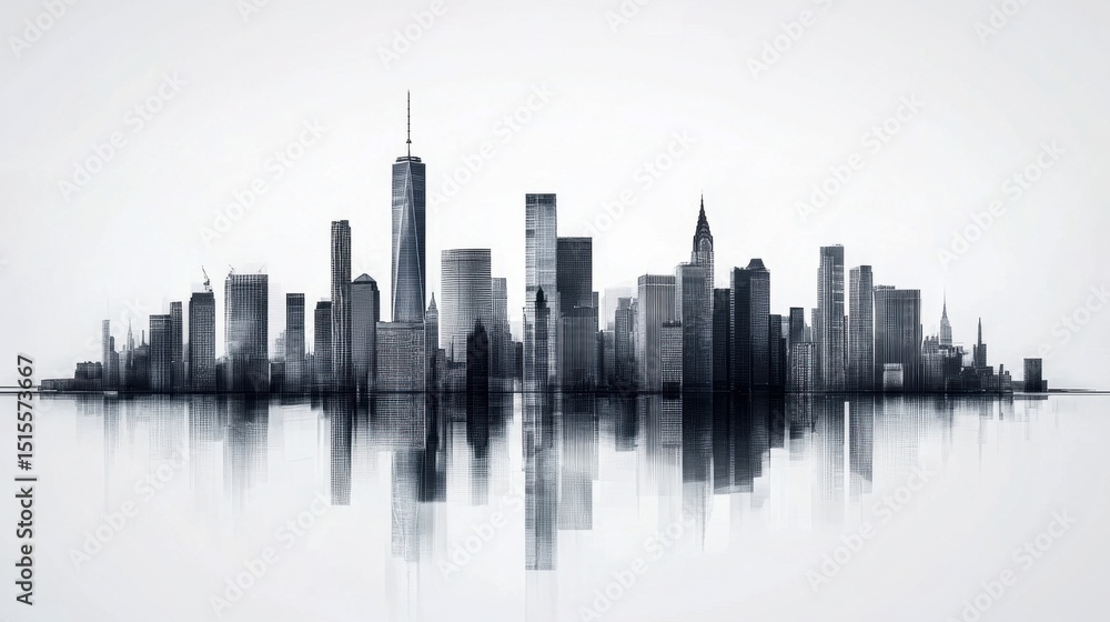 Fototapeta premium A Monochrome Manhattan Skyline.