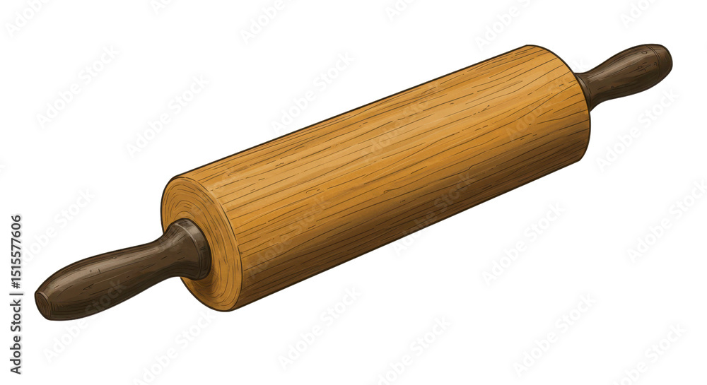 Wooden rolling pin for baking and cooking isolated PNG with Transparent Background Wooden rolling pin for baking and cooking isolated PNG with Transparent Background