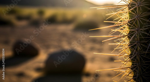 Sunset Illuminates Spiked Cacti On The Arizona Desert Landscape