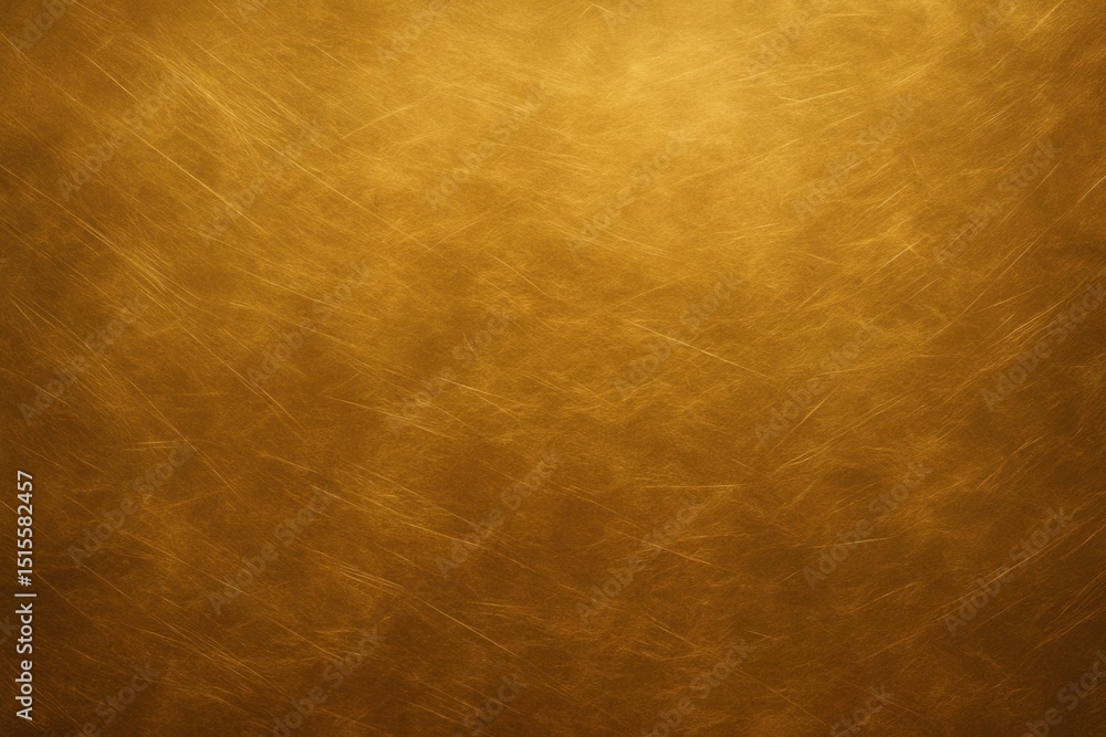 Fototapeta premium Luxurious wide banner background of a scratched and textured golden metal surface with a subtle sheen creating an elegant and premium abstract wallpaper or backdrop