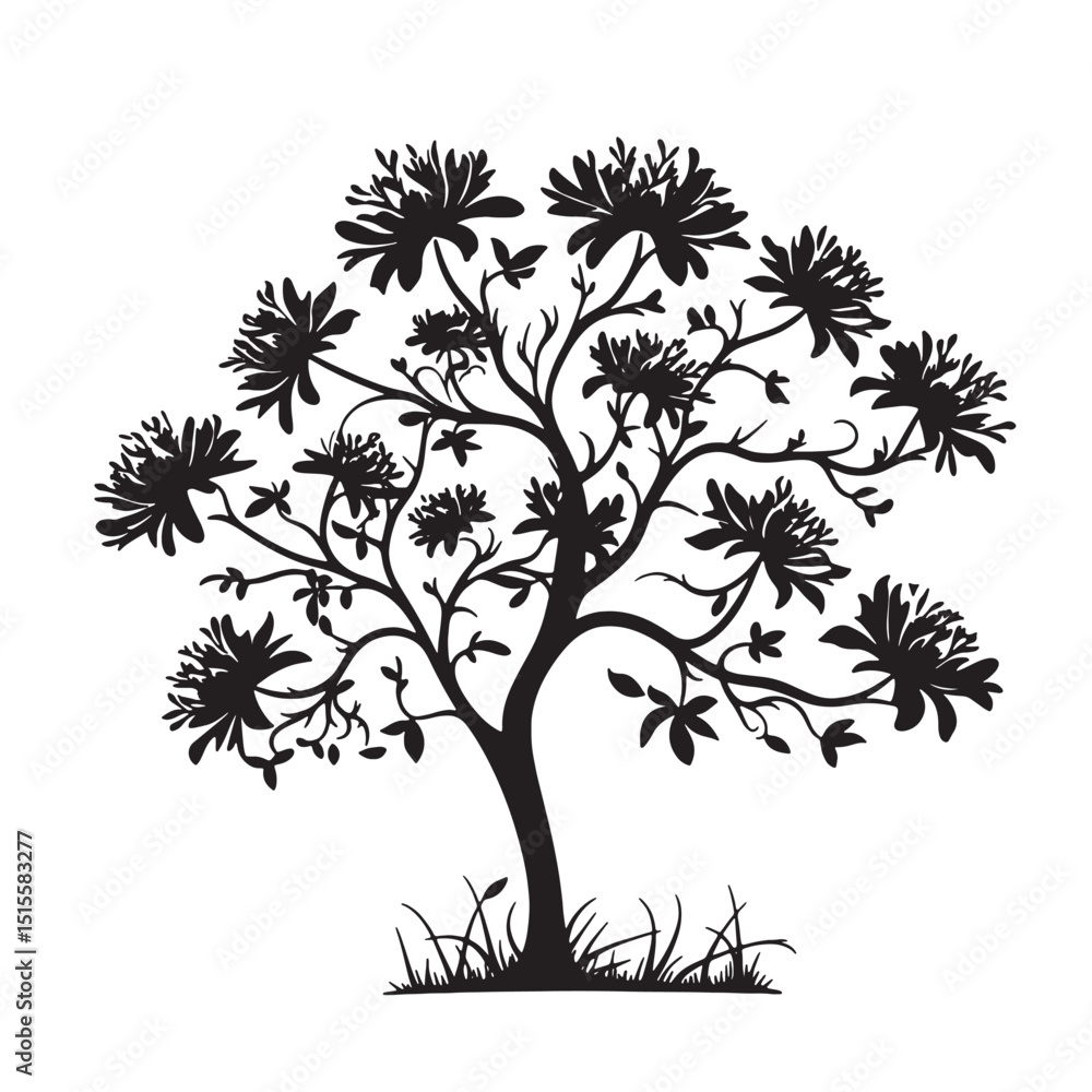 Obraz premium Walnut Tree Silhouette for Print and Web