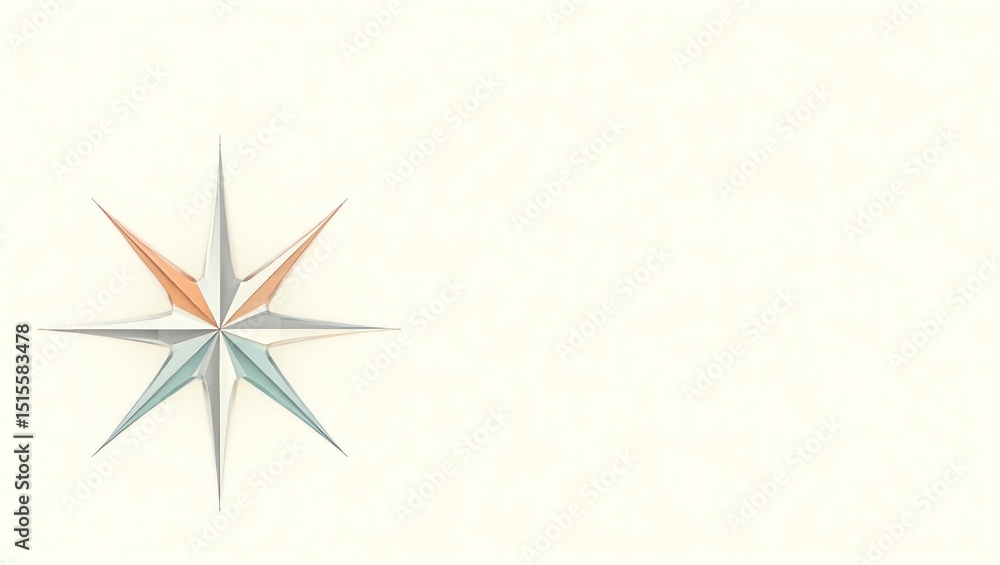 Fototapeta premium Abstract Star Design with Sharp Points and Muted Colors on Cream