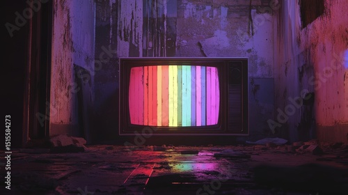 Retro Television in Abandoned Building: A Digital Art Piece