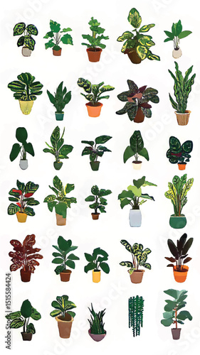Modern Indoor Plant Collection: Aesthetic Botanical Art and Eco-Friendly Decor for an Urban Jungle Living Space