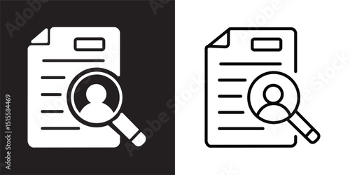 Headhunting solid and thin line web icon Vector illustration set