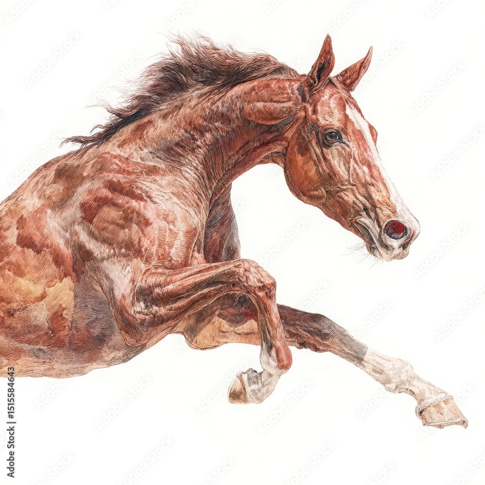 Fototapeta premium Leaping Chestnut Horse.