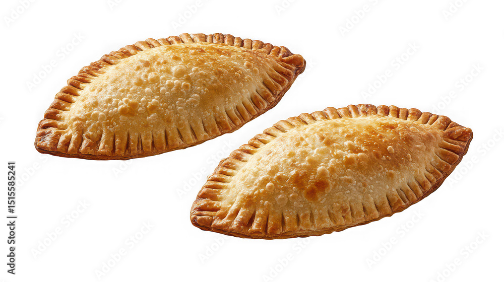 Two golden brown empanadas isolated on transparent background Two golden brown empanadas isolated on transparent background