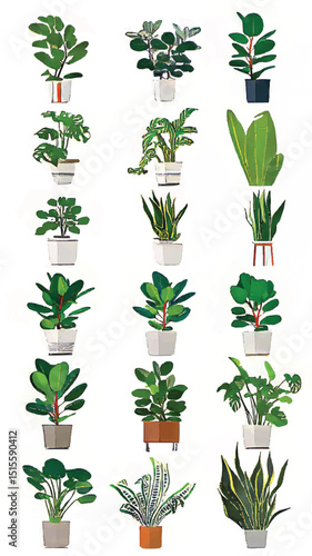 Indoor Greenery: Vibrant Leaves and Lush Foliage for Home Decor and Nature-Inspired Art