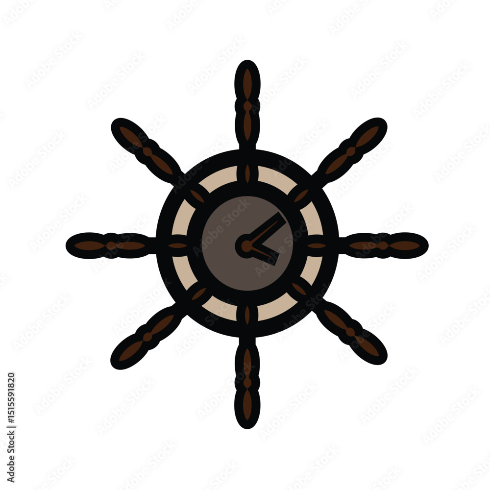 Obraz premium ship steering wheel clock icon