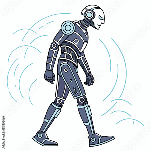 Futuristic robot walking modern technology design