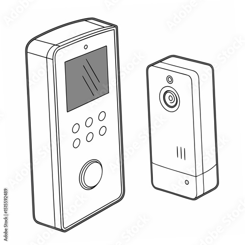 Professional intercom system illustration, clean cutout, transparent background