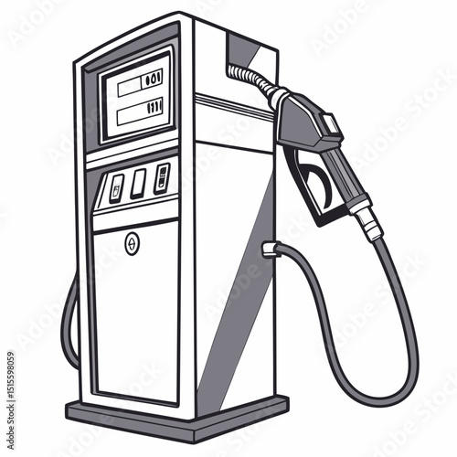 Gas station fuel pump dispenser illustration