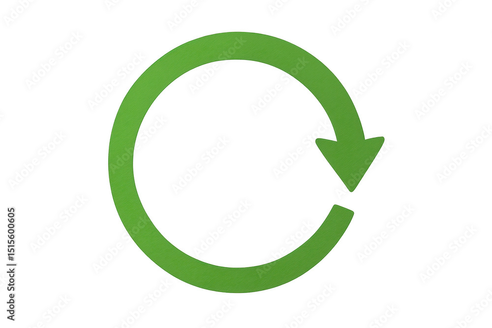 Circular arrow rotating clockwise, representing recycling process with transparent green eco-friendly design Circular arrow rotating clockwise, representing recycling process with transparent green eco-friendly design