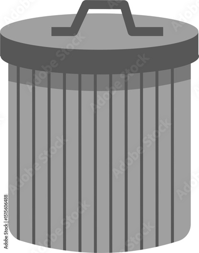 Gray Trash Can with Lid, Simple Vector Illustration