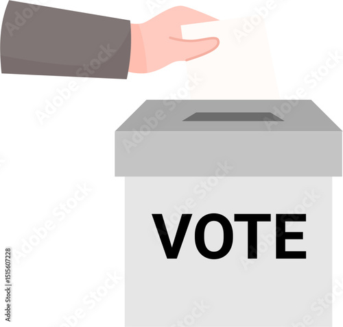 Hand Placing Ballot in Vote Box, Election Process, Civic Duty Illustration.