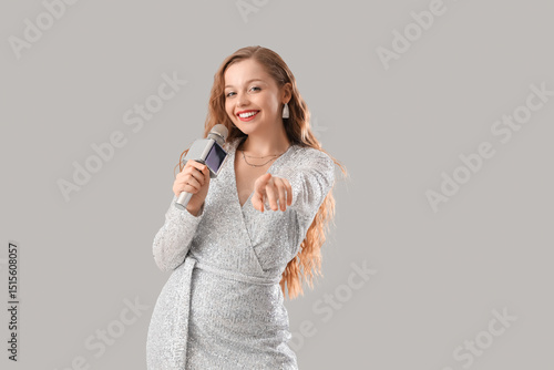Beautiful woman with microp...