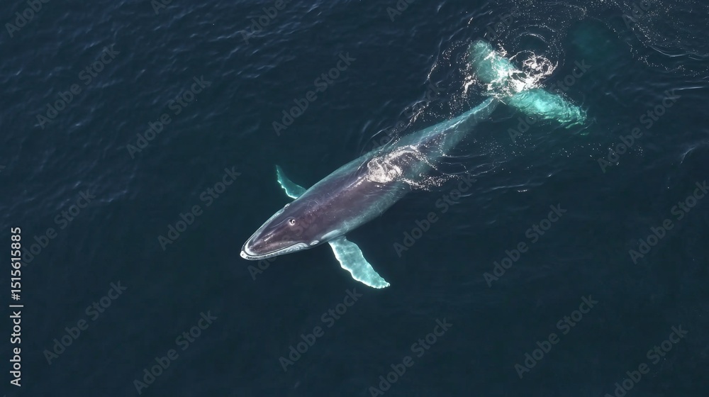 Fototapeta premium Explore the deep blue seas with a serene blue whale a journey through ocean depths nature's majesty underwater adventure