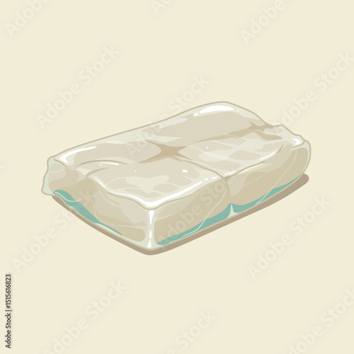 Rectangular Bar in Transparent Wrap on Beige Background Illustration