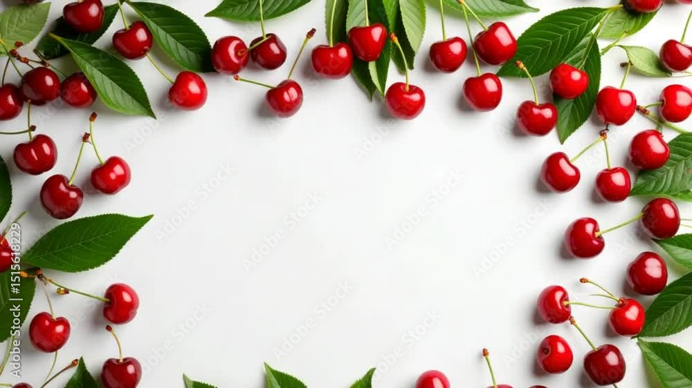 Fresh cherries frame background Fresh cherries frame background