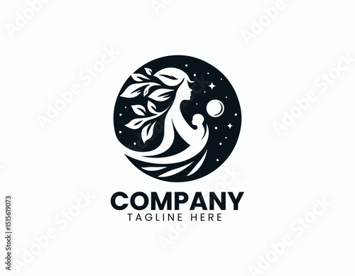 Nurturing Mom Nature Earth Mother Serene Green Illustration Vector Logo Design