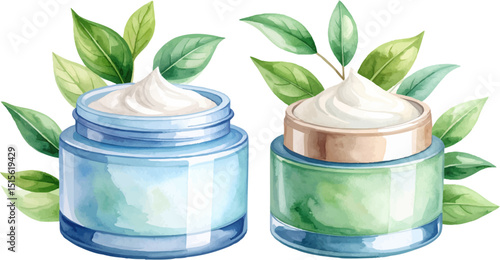 White cosmetic jar with separate cream section

