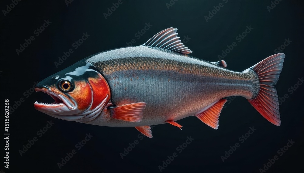 Fototapeta premium Large Atlantic salmon, scales glistening, isolated , one, healthy, big