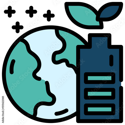 battery charge eco friendly world environment filled outline icon