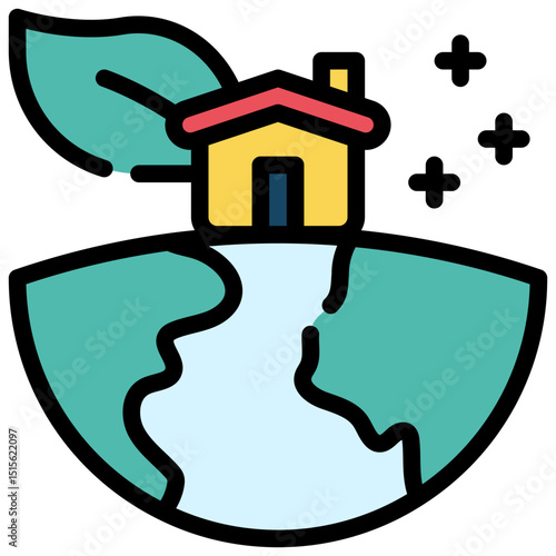 home seedling leave eco world environment filled outline icon