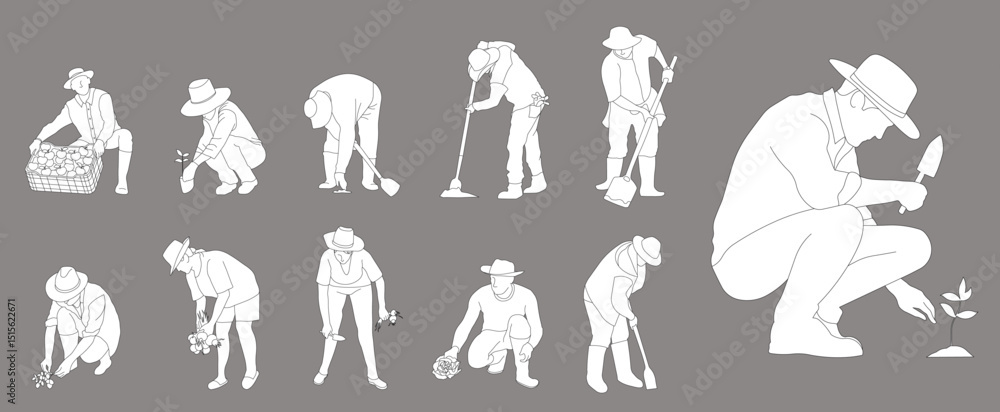 Φωτογραφία Country people lowered in line for projects gardeners florists farmers flower gr