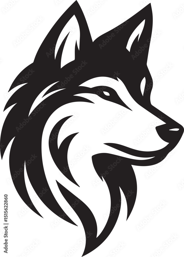 Wolf Head Black Silhouette Vector, Wild Animal Clipart & Fierce Nature Design Wolf Head Black Silhouette Vector, Wild Animal Clipart & Fierce Nature Design