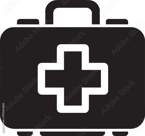 first aid kit logo vector illustration, first aid kit silhouette vector icon