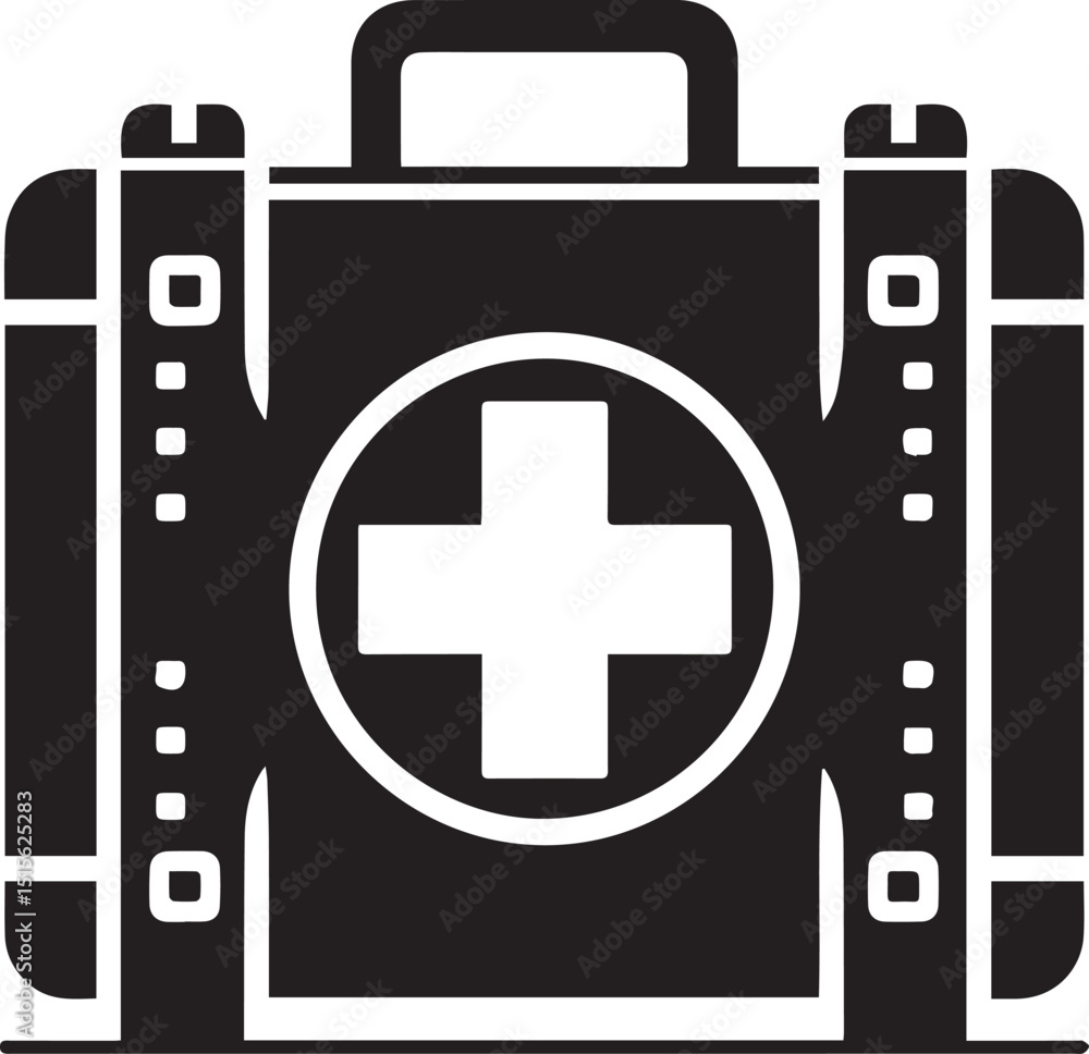 Obraz premium first aid kit logo vector illustration, first aid kit silhouette vector icon