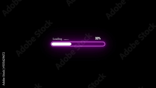  loading symbol or  progress collection. neon glowing loading 33 percent . Vector infographics set.