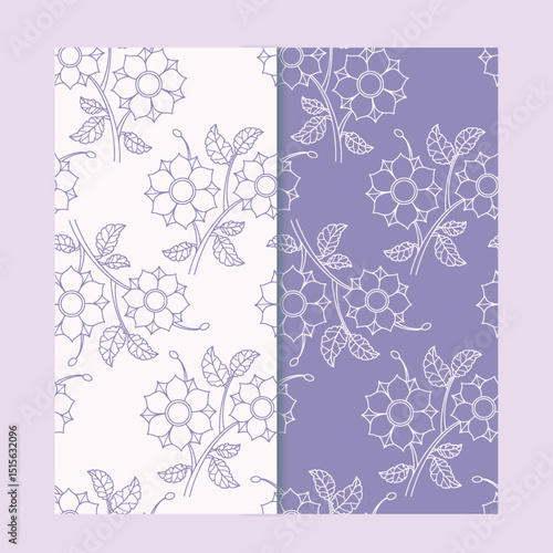 Purple Floral Leaves Pattern