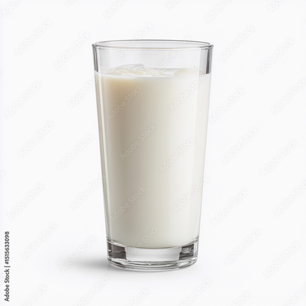 Glass of fresh milk on a clean, white background Glass of fresh milk on a clean, white background