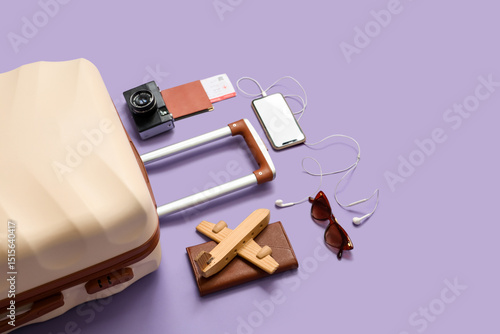 Suitcase with camera, mobil...