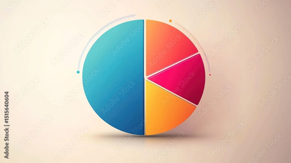 Fototapeta premium Modern Gradient Pie Chart Diagram Displaying Financial Data Segments