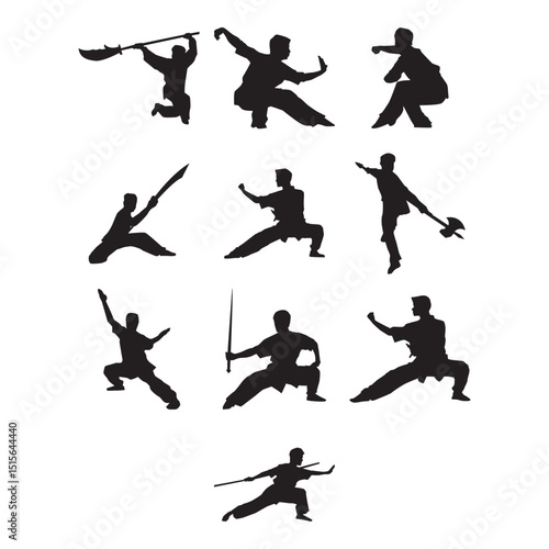 kung fu silhouette set