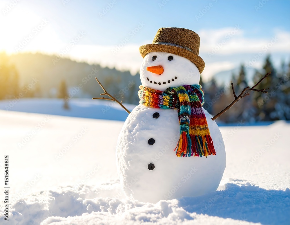 Obraz premium Snowman in snowy landscape (4)