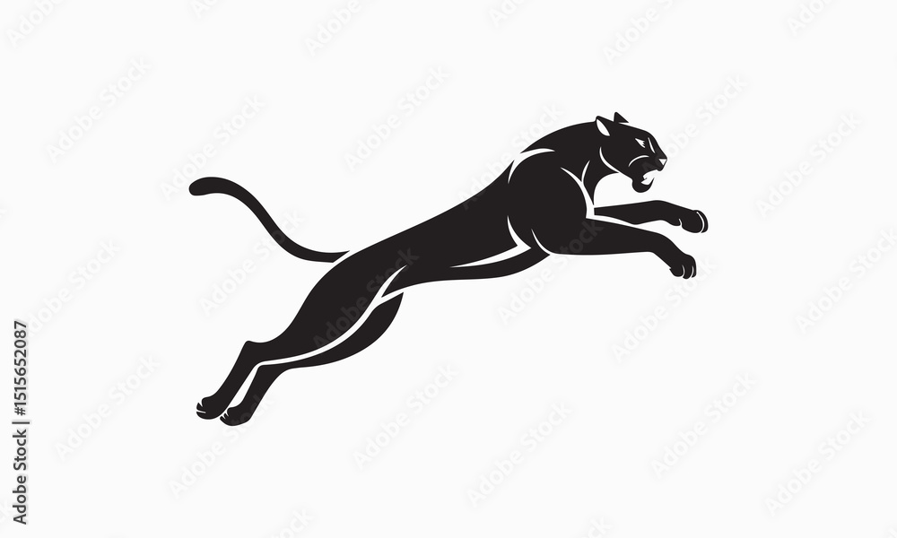 Powerful Jumping Panther Silhouette in Motion Powerful Jumping Panther Silhouette in Motion