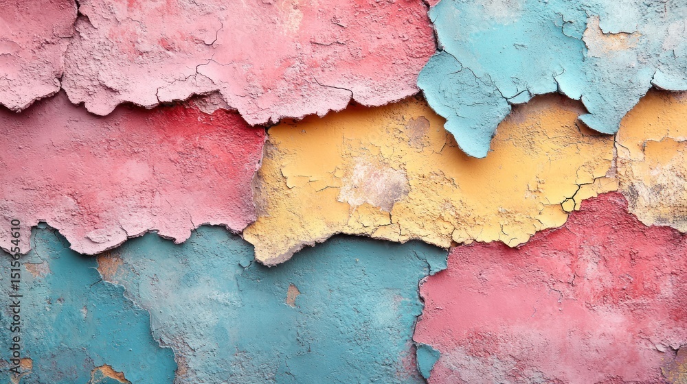 Obraz premium Colorful plaster wall with weathered spots