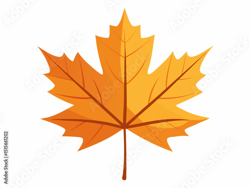 Colorful autumn maple leaf cut out, Yellow Maple Leaf vector illustration