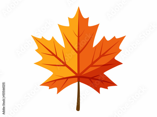 Colorful autumn maple leaf cut out, Yellow Maple Leaf vector illustration