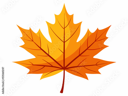 Colorful autumn maple leaf cut out, Yellow Maple Leaf vector illustration