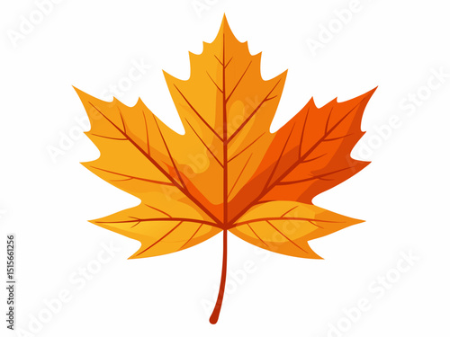 Colorful autumn maple leaf cut out, Yellow Maple Leaf vector illustration