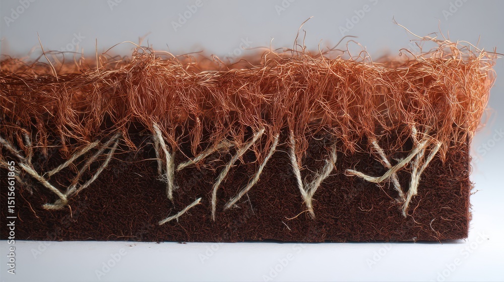 Fototapeta premium Close-up of textured fabric with reddish-brown and beige fibers.