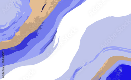 Abstract background with smooth shapes color white and blue gold